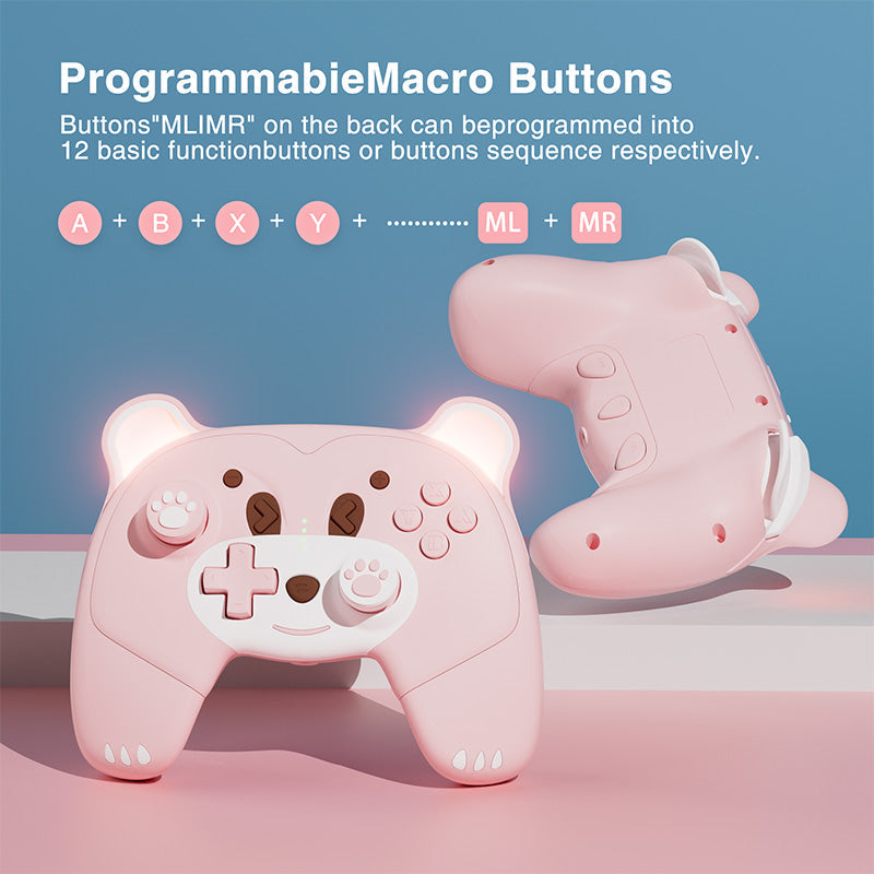 Mytrix Berry The Pink Bear Wireless Switch Pro Controller With Macro Definition For Nintendo Switch Mytrix Berry The Pink Bear Wireless Switch Pro Controller With Macro Definition For Nintendo Switch